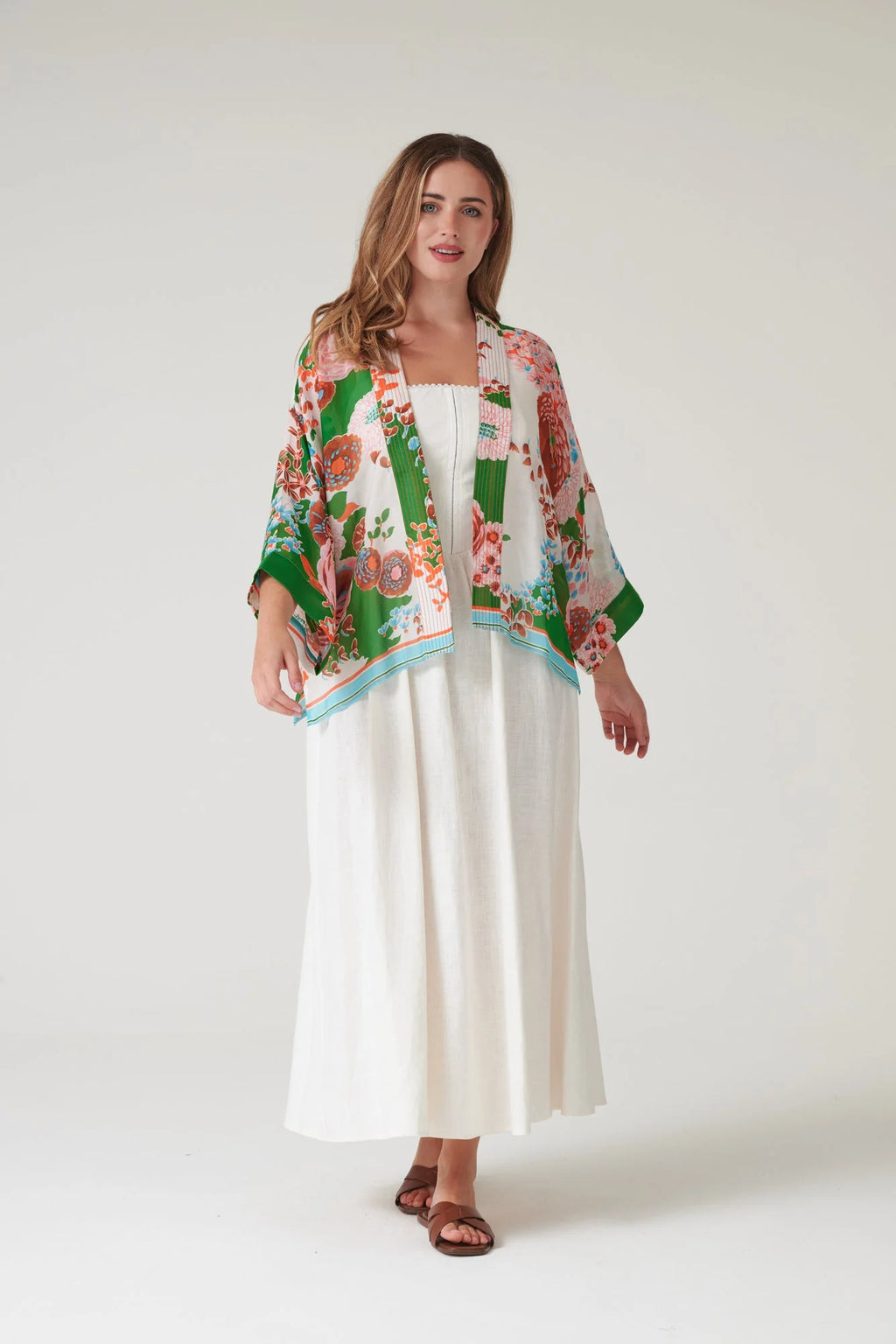 picture of One Hundred Stars Kimono - Kitsch Bouquet Green - Number Two - womens - fashion - clothing - One Hundred Stars 7