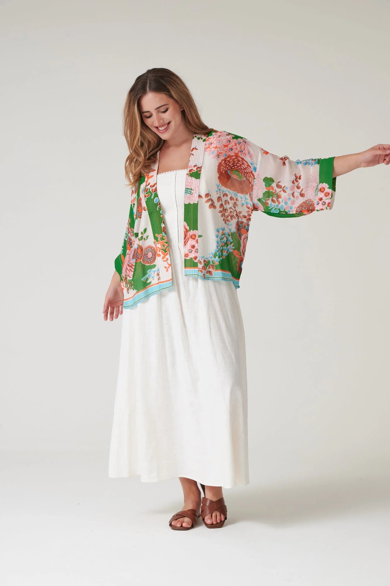 picture of One Hundred Stars Kimono - Kitsch Bouquet Green - Number Two - womens - fashion - clothing - One Hundred Stars 8