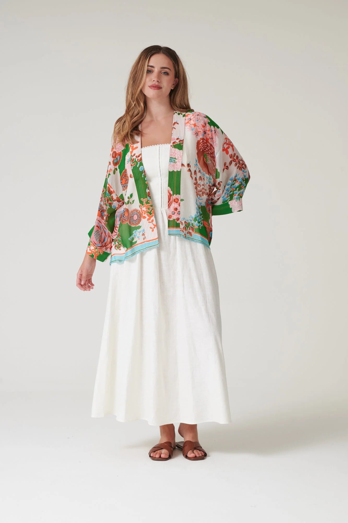 picture of One Hundred Stars Kimono - Kitsch Bouquet Green - Number Two - womens - fashion - clothing - One Hundred Stars 9