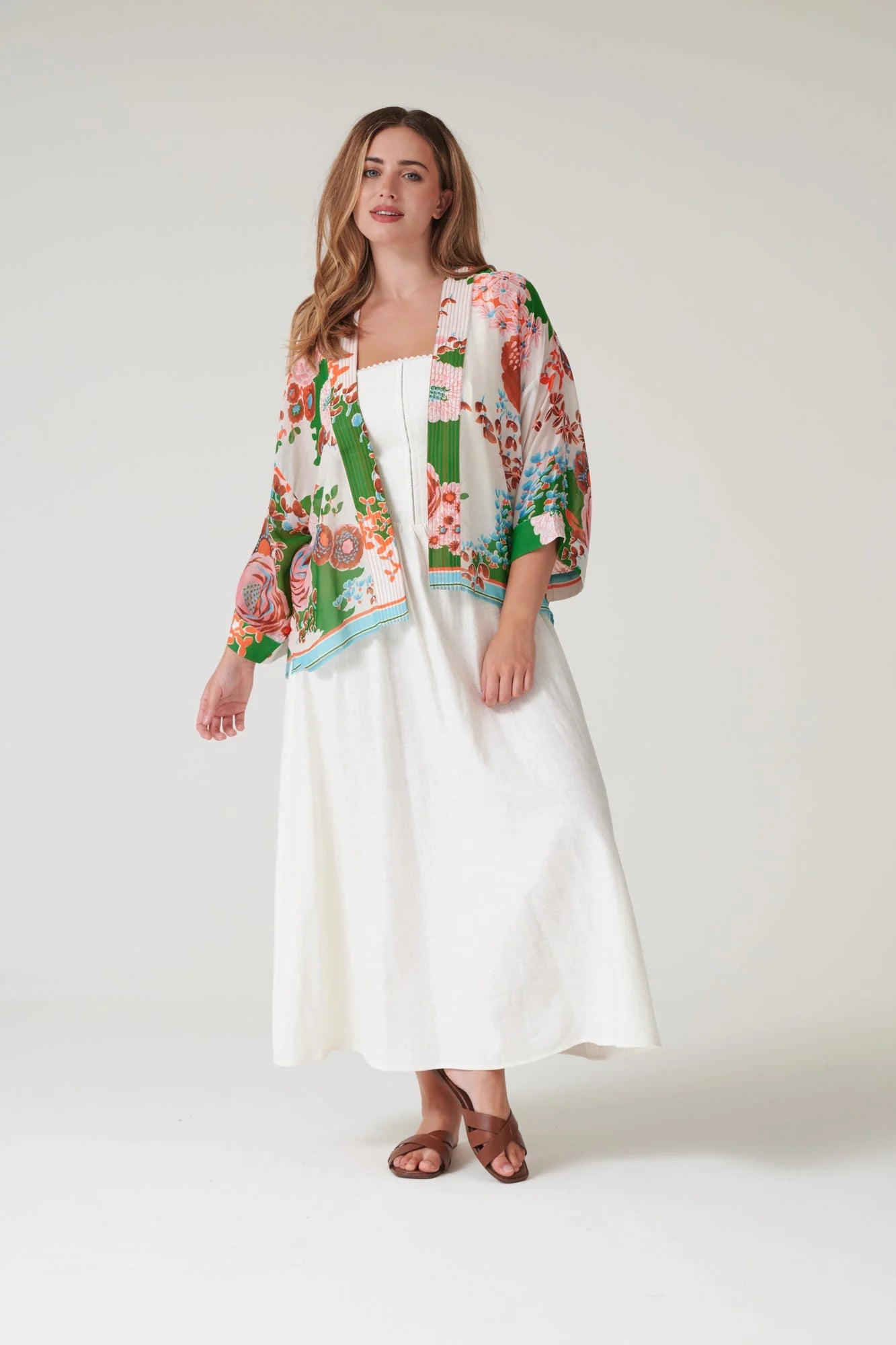 picture of One Hundred Stars Kimono - Kitsch Bouquet Green - Number Two - womens - fashion - clothing - One Hundred Stars 6