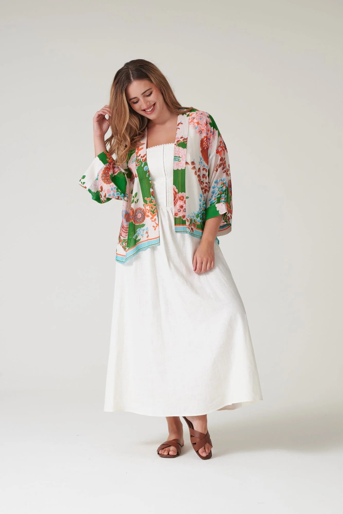 picture of One Hundred Stars Kimono - Kitsch Bouquet Green - Number Two - womens - fashion - clothing - One Hundred Stars 5