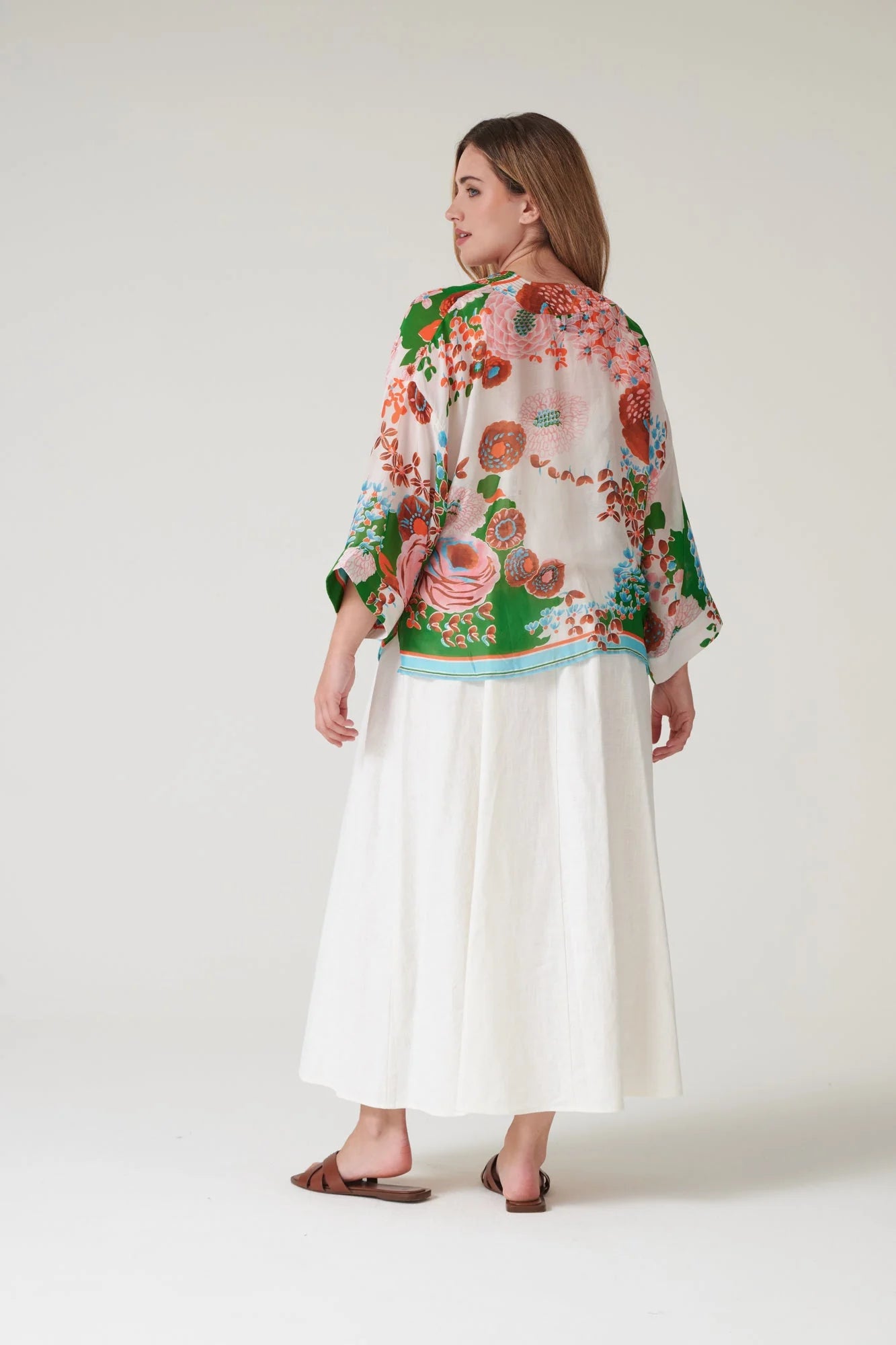picture of One Hundred Stars Kimono - Kitsch Bouquet Green - Number Two - womens - fashion - clothing - One Hundred Stars 4