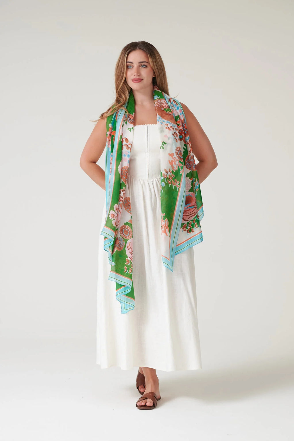 picture of One Hundred Stars Scarf - Kitsch Bouquet Green - Number Two - womens - fashion - accessories - One Hundred Stars 5