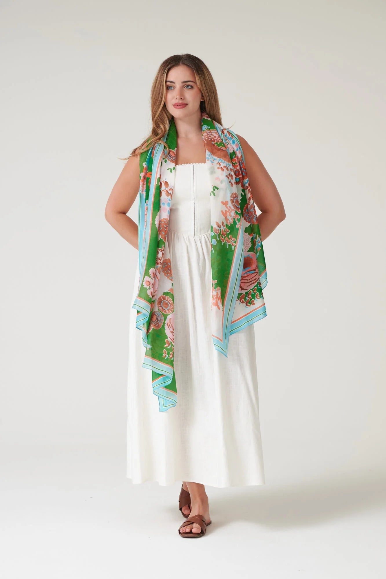 picture of One Hundred Stars Scarf - Kitsch Bouquet Green - Number Two - womens - fashion - accessories - One Hundred Stars 5