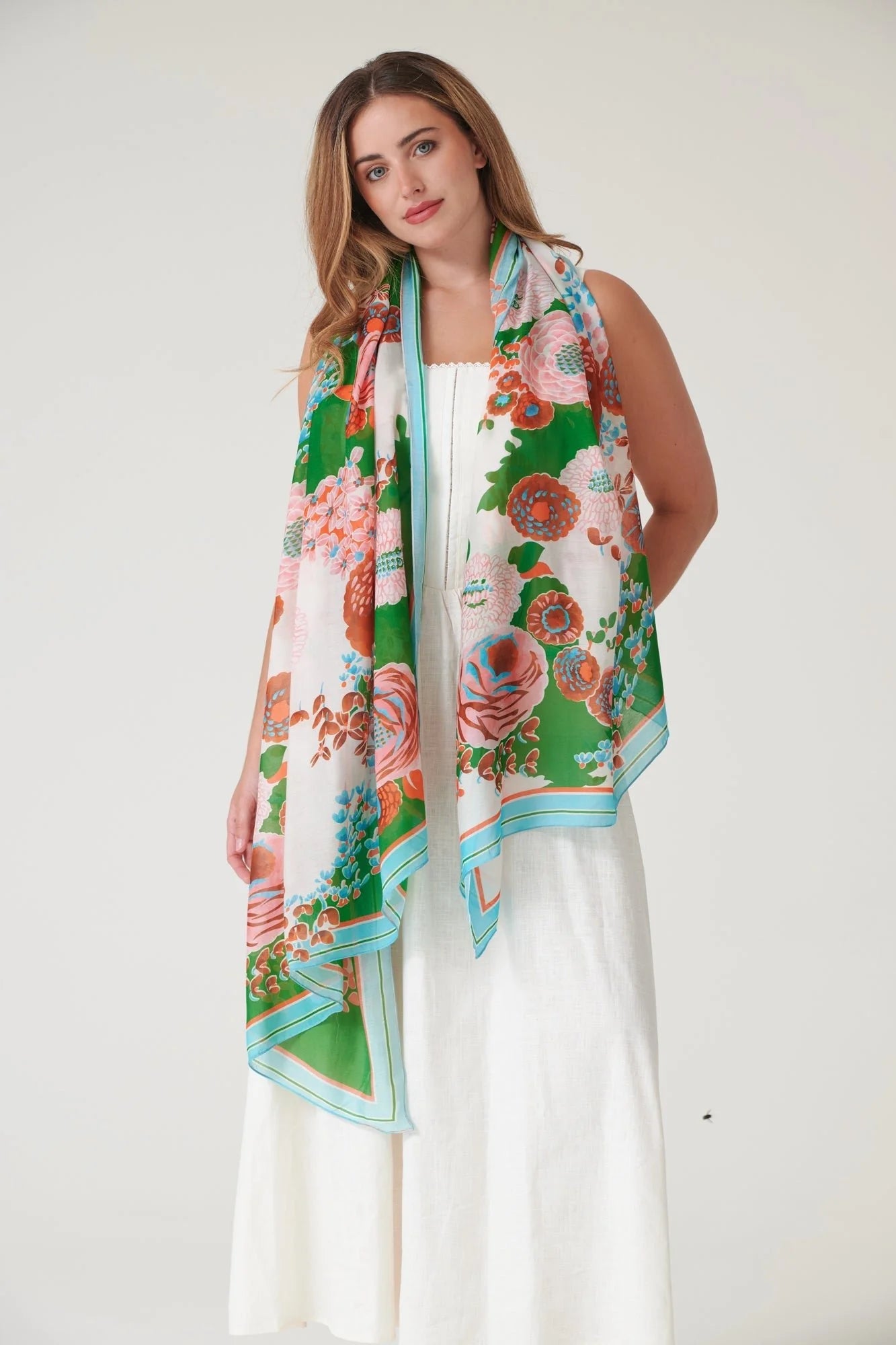 picture of One Hundred Stars Scarf - Kitsch Bouquet Green - Number Two - womens - fashion - accessories - One Hundred Stars 1