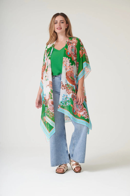 picture of One Hundred Stars Throwover - Kitsch Bouquet Green - Number Two - womens - fashion - clothing - One Hundred Stars 1