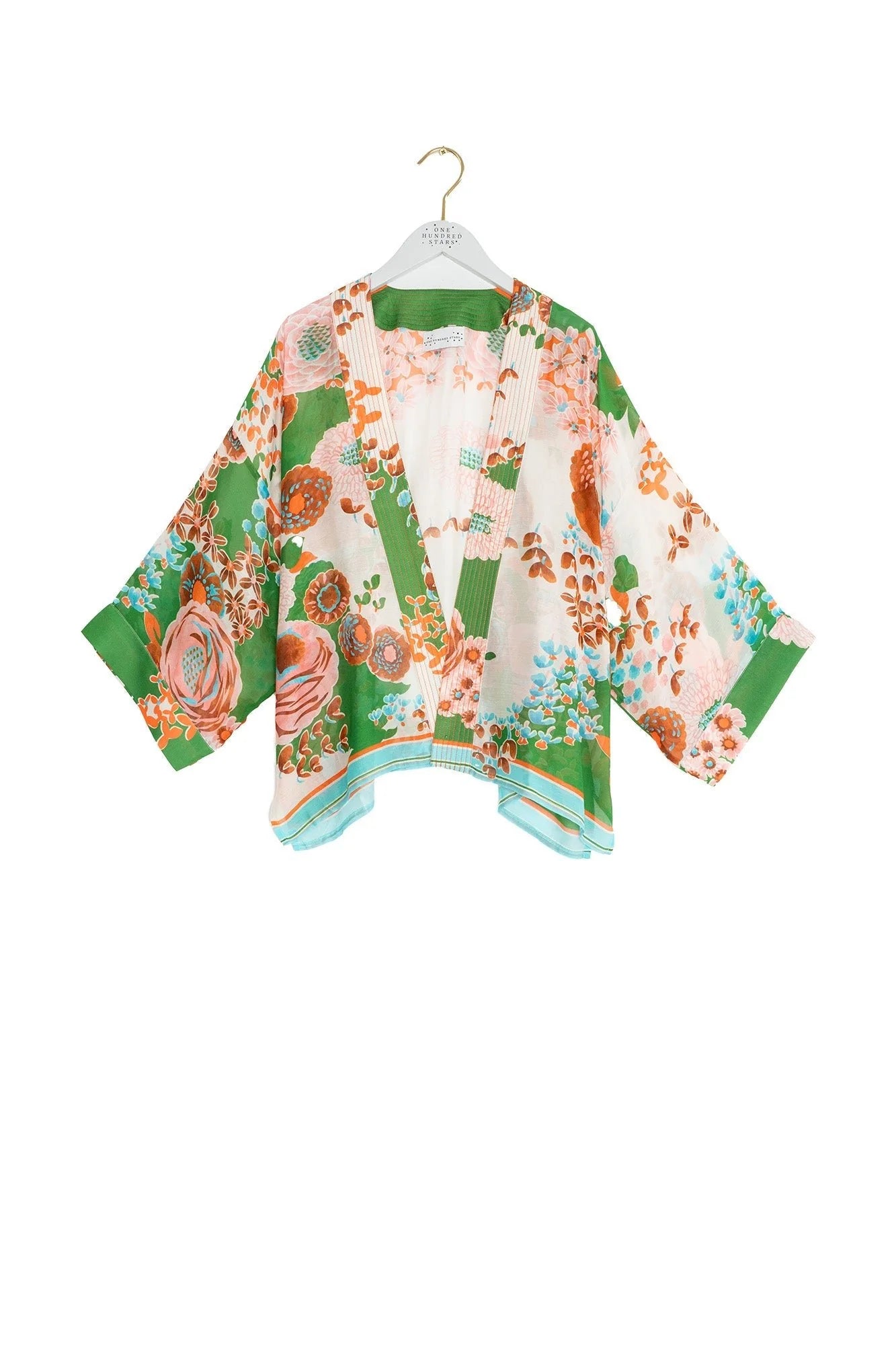 picture of One Hundred Stars Kimono - Kitsch Bouquet Green - Number Two - womens - fashion - clothing - One Hundred Stars 3