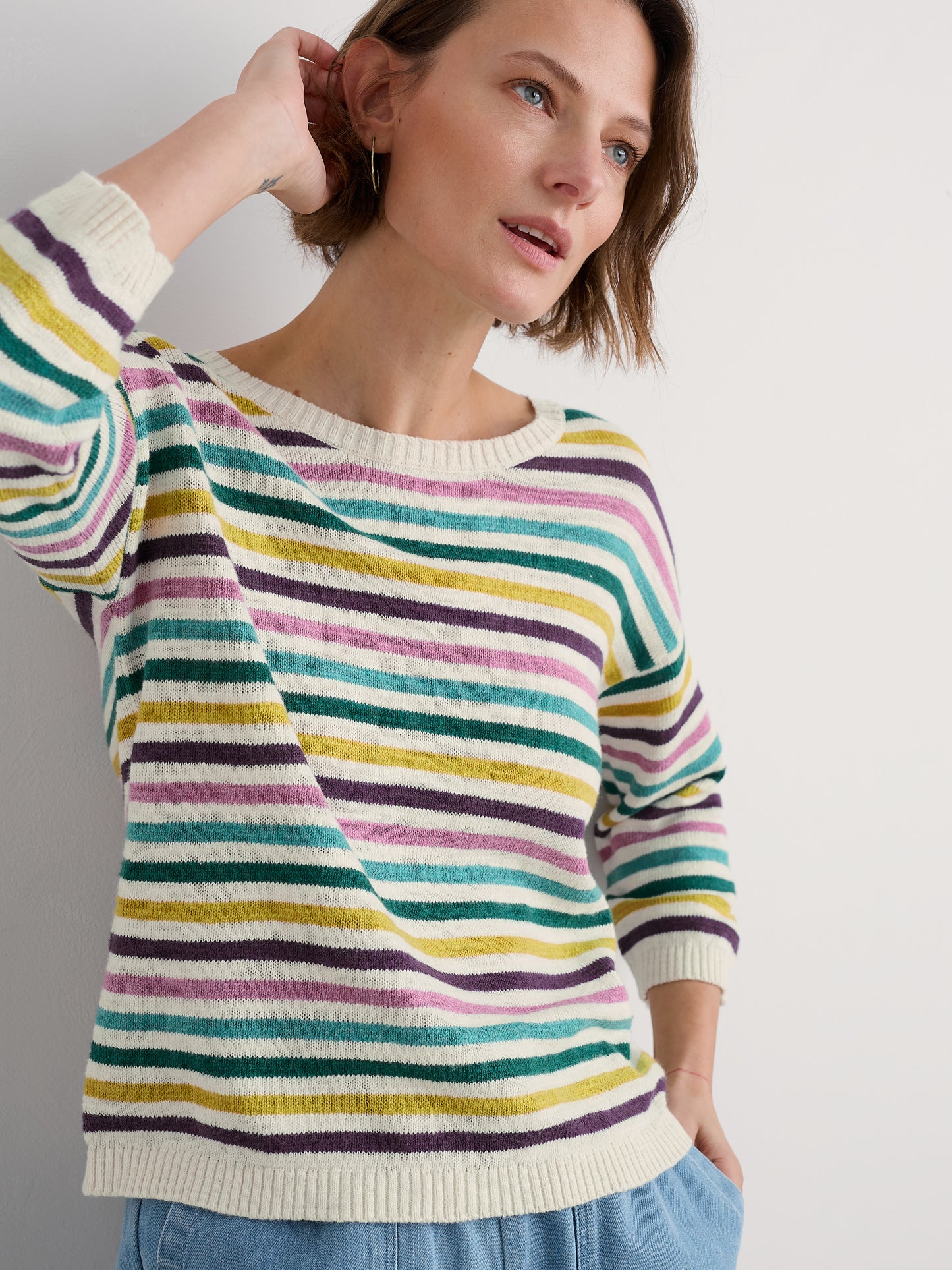 Seasalt Knavock Striped Jumper Orchid Multi
