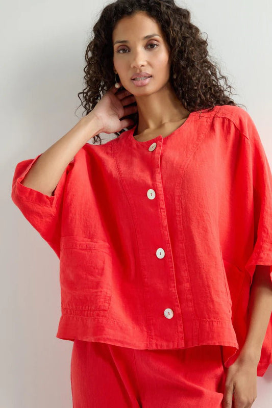 picture of Sahara Organza Linen Relaxed Jacket Scarlet - Number Two - womens - fashion - clothing - Sahara 2