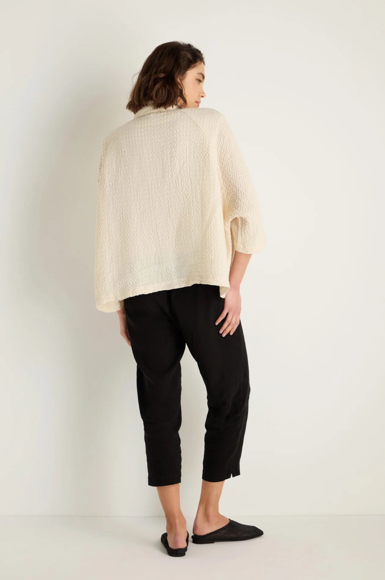 picture of Sahara Waffle Linen Boxy Jacket - Ecru - Number Two - womens - fashion - clothing - Sahara 4