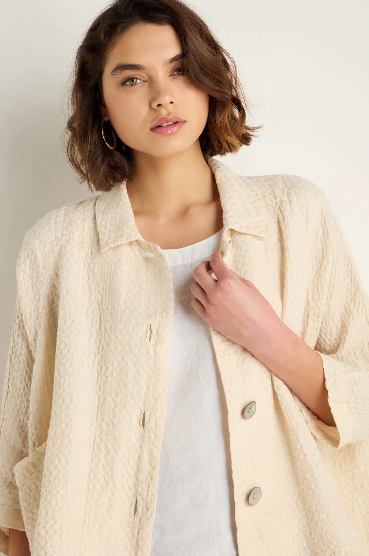 picture of Sahara Waffle Linen Boxy Jacket - Ecru - Number Two - womens - fashion - clothing - Sahara 2