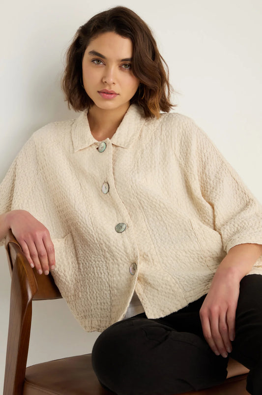 picture of Sahara Waffle Linen Boxy Jacket - Ecru - Number Two - womens - fashion - clothing - Sahara 1
