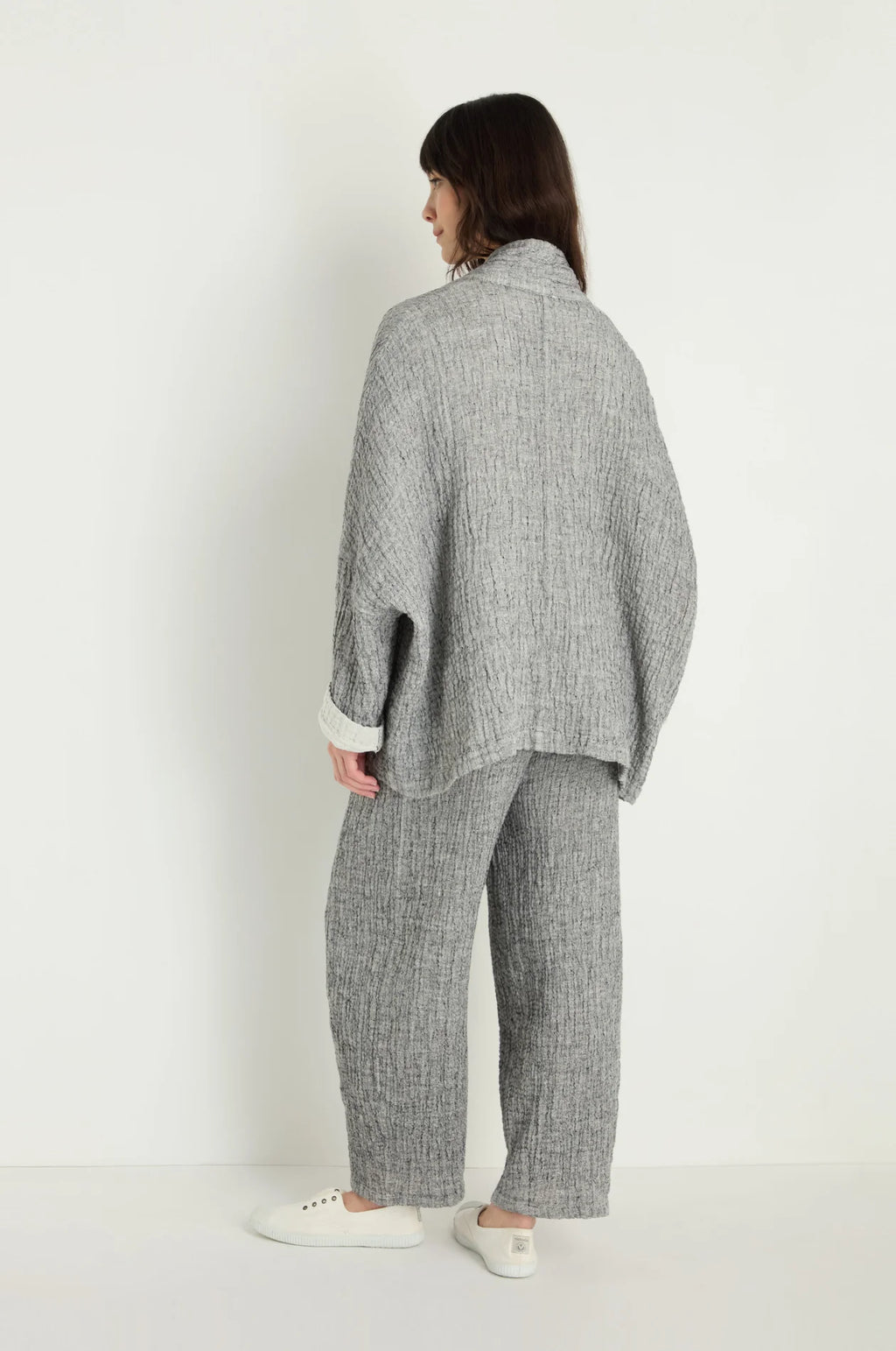 picture of Sahara Crinkle Double Face Linen Jacket - Black/White - Number Two - womens - fashion - clothing - Sahara 3