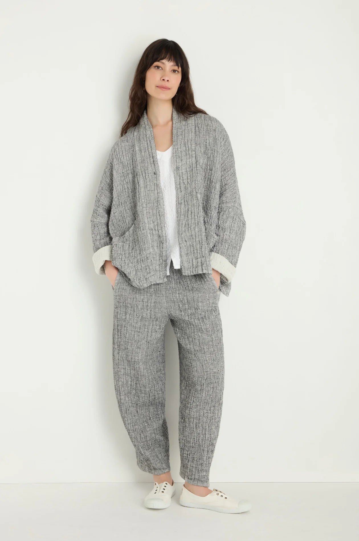 picture of Sahara Crinkle Double Face Linen Jacket - Black/White - Number Two - womens - fashion - clothing - Sahara 2