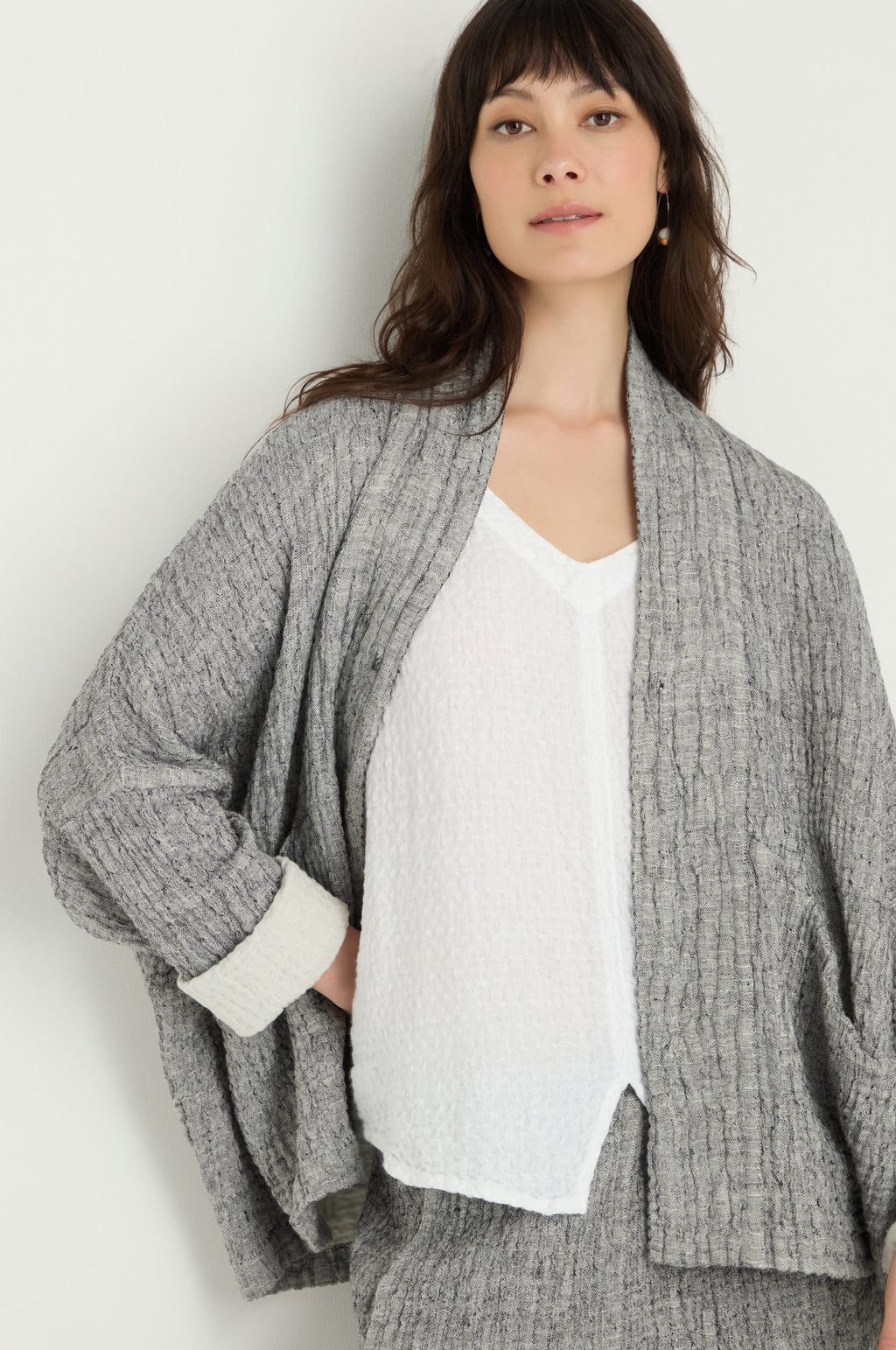 picture of Sahara Crinkle Double Face Linen Jacket - Black/White - Number Two - womens - fashion - clothing - Sahara 4