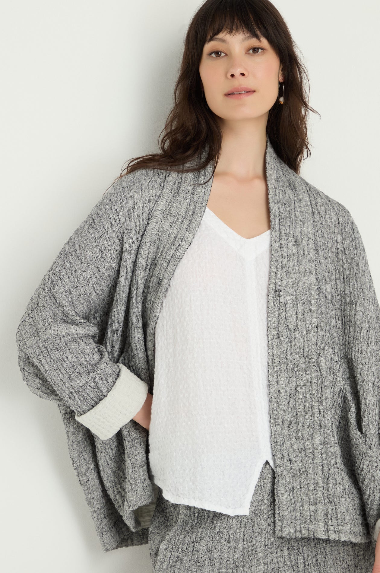 picture of Sahara Crinkle Double Face Linen Jacket - Black/White - Number Two - womens - fashion - clothing - Sahara 4