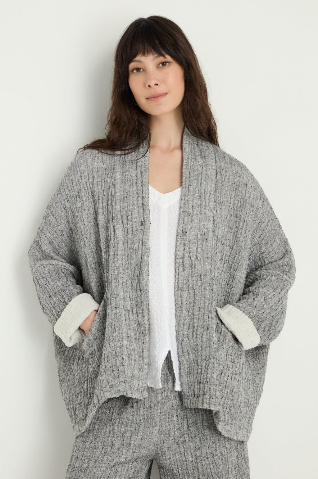 picture of Sahara Crinkle Double Face Linen Jacket - Black/White - Number Two - womens - fashion - clothing - Sahara 1