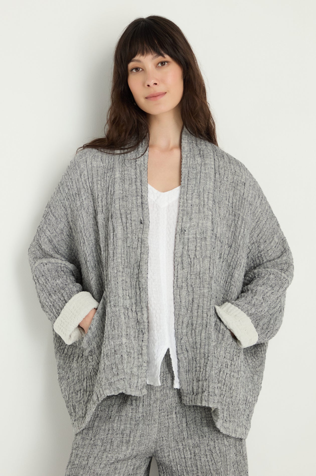 picture of Sahara Crinkle Double Face Linen Jacket - Black/White - Number Two - womens - fashion - clothing - Sahara 1