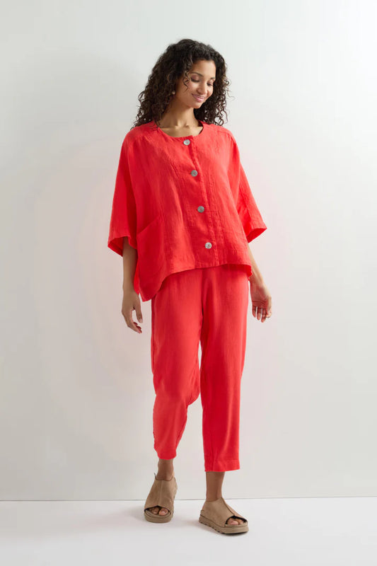 Sahara Twisted Linen Slim Trouser Scarlet