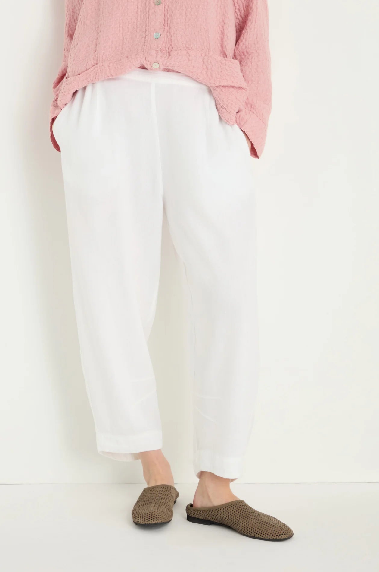 picture of Sahara Twisted Linen Bubble Trouser - White - Number Two - womens - fashion - clothing - Sahara 1