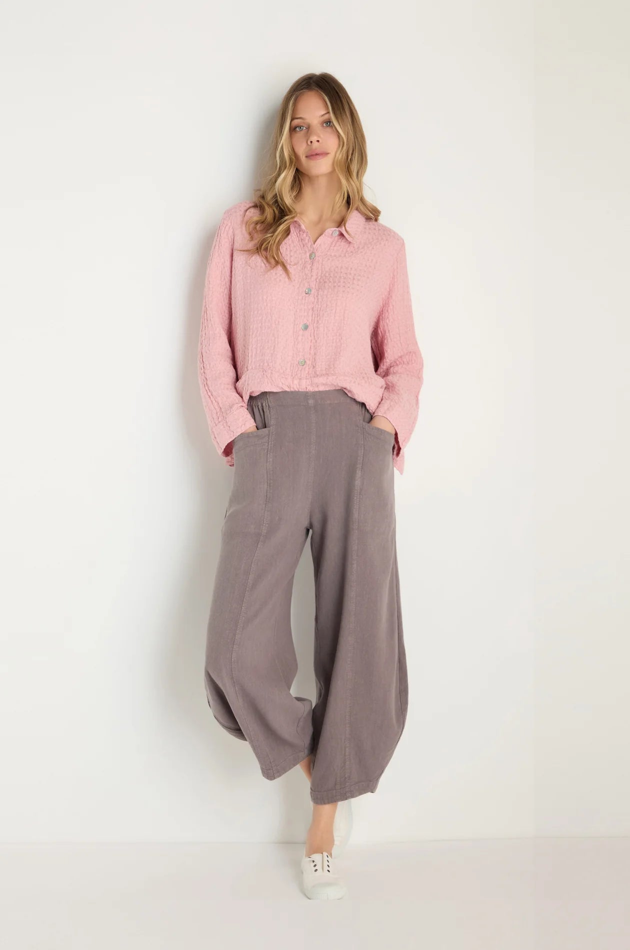 picture of Sahara Twisted Linen Bubble Trouser - Mushroom - Number Two - womens - fashion - clothing - Sahara 3