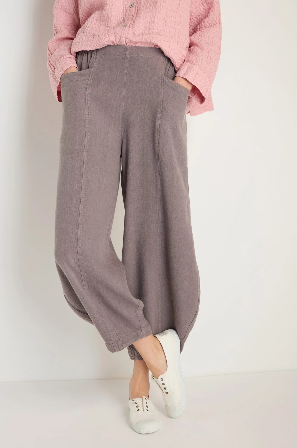 picture of Sahara Twisted Linen Bubble Trouser - Mushroom - Number Two - womens - fashion - clothing - Sahara 1