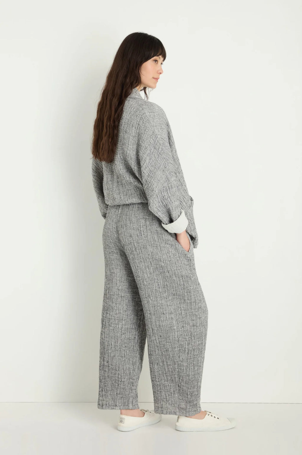 picture of Sahara Crinkle Double Face Linen Bubble Trousers - Black/White - Number Two - womens - clothing - Sahara 4