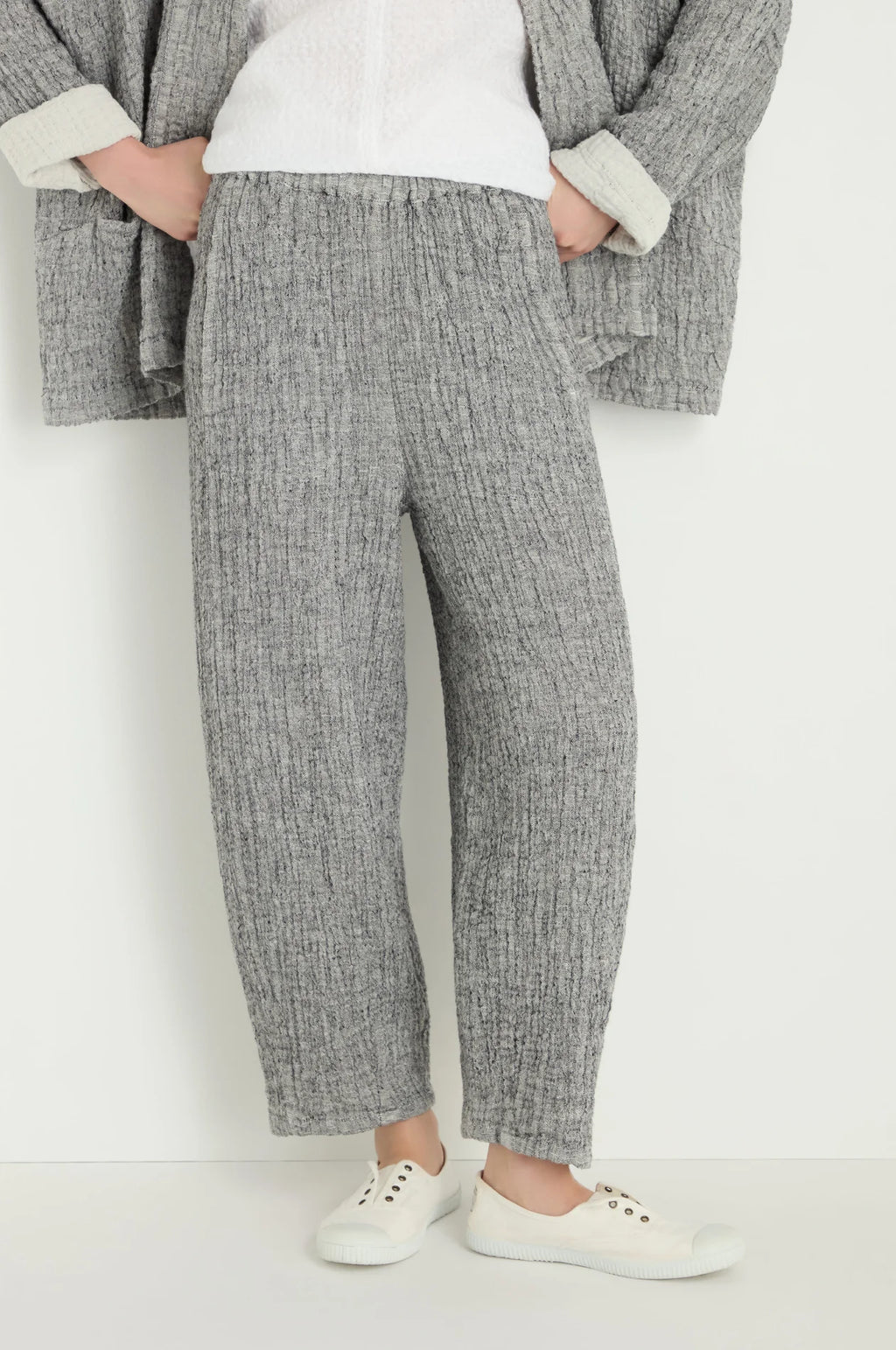 picture of Sahara Crinkle Double Face Linen Bubble Trousers - Black/White - Number Two - womens - clothing - Sahara 3