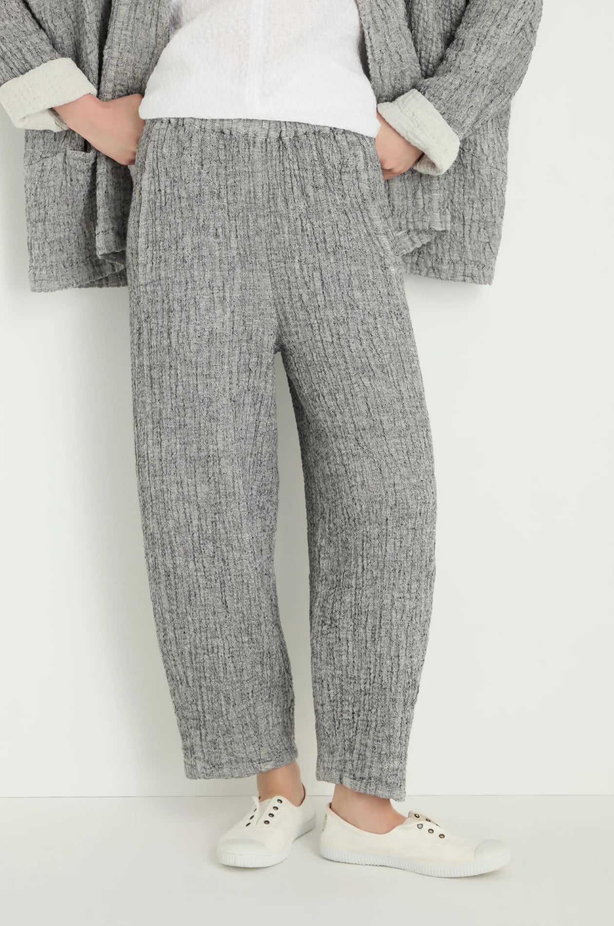 picture of Sahara Crinkle Double Face Linen Bubble Trousers - Black/White - Number Two - womens - clothing - Sahara 3