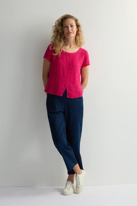Sahara Waffle Linen Top Magenta