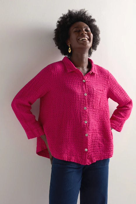 Sahara Waffle Linen Pocket Shirt Magenta