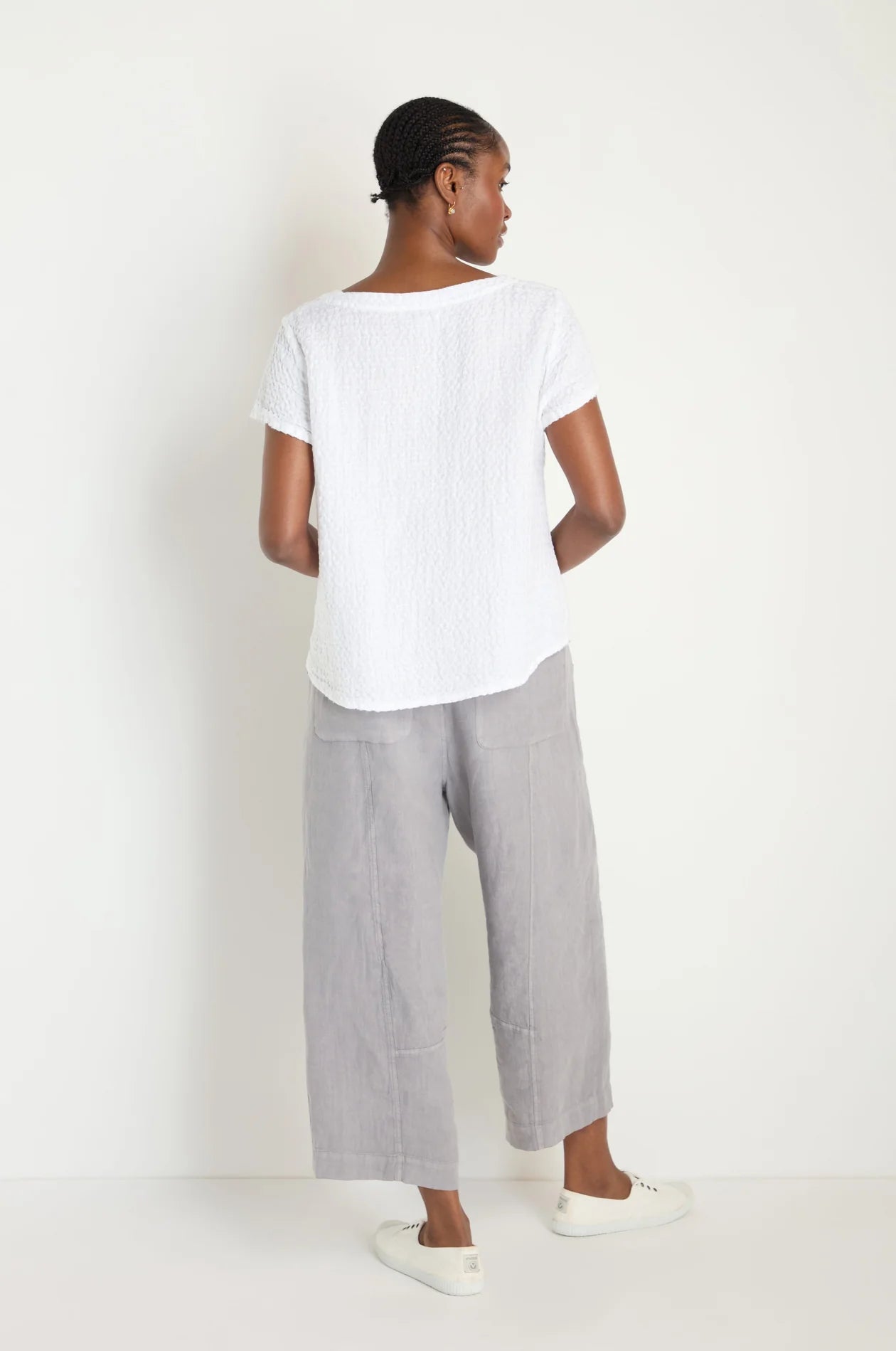 picture of Sahara Waffle Linen V Neck Top White - Number Two - womens - fashion - clothing - Sahara 4