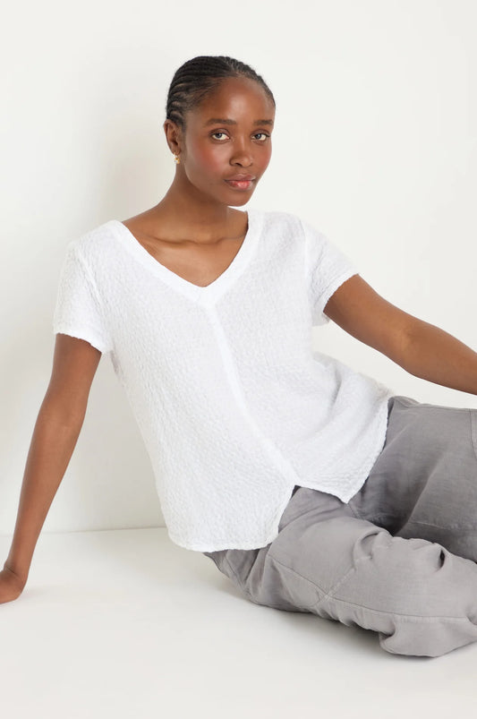 picture of Sahara Waffle Linen V Neck Top White - Number Two - womens - fashion - clothing - Sahara 1