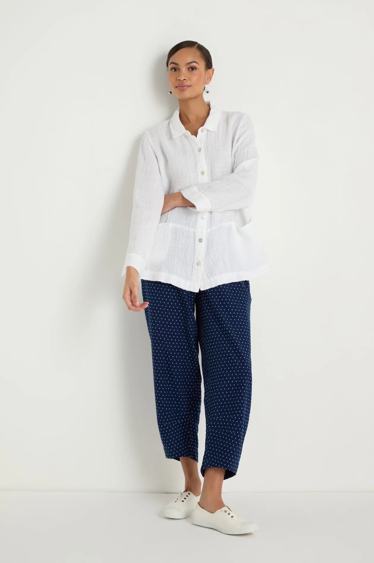 picture of Sahara Waffle Linen Pocket Shirt - White - Number Two - womens - fashion - clothing - Sahara 4