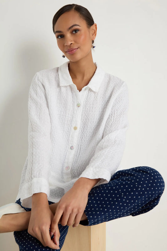 picture of Sahara Waffle Linen Pocket Shirt - White - Number Two - womens - fashion - clothing - Sahara 1