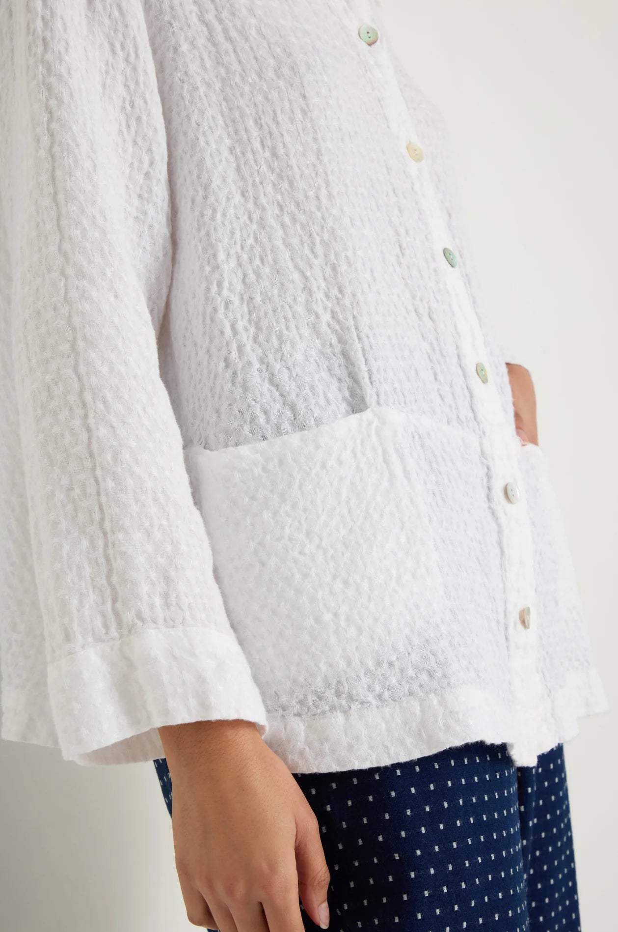 picture of Sahara Waffle Linen Pocket Shirt - White - Number Two - womens - fashion - clothing - Sahara 3