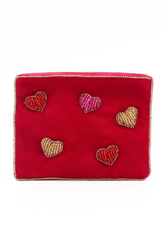 picture of My Doris Small Velvet Beaded Pouch - Multi Heart - Number Two - womens - fashion - accessories - My Doris 1