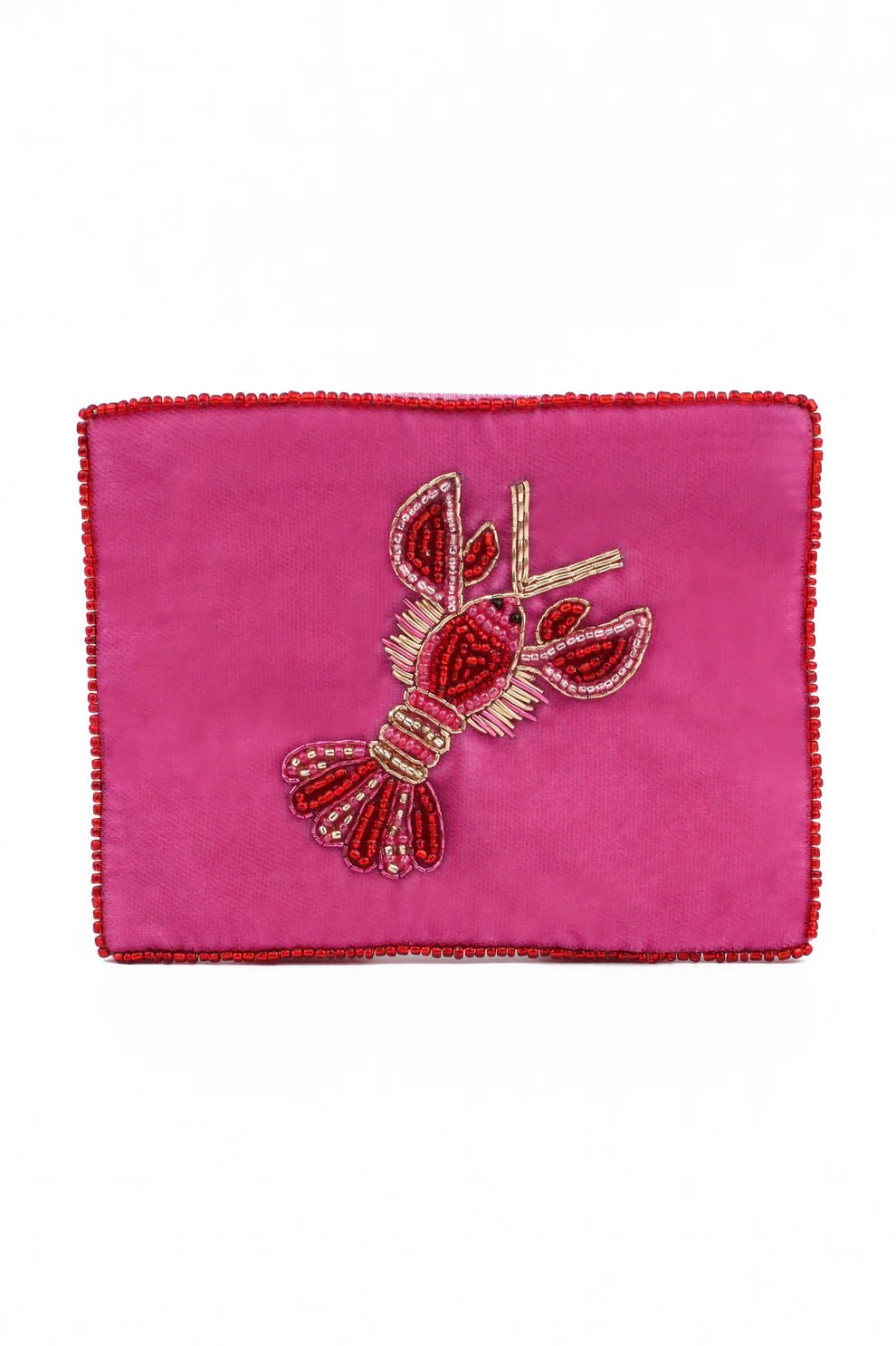 picture of My Doris Small Velvet Beaded Pouch - Lobster Pink (Copy) - Number Two - womens - fashion - accessories - My Doris 1