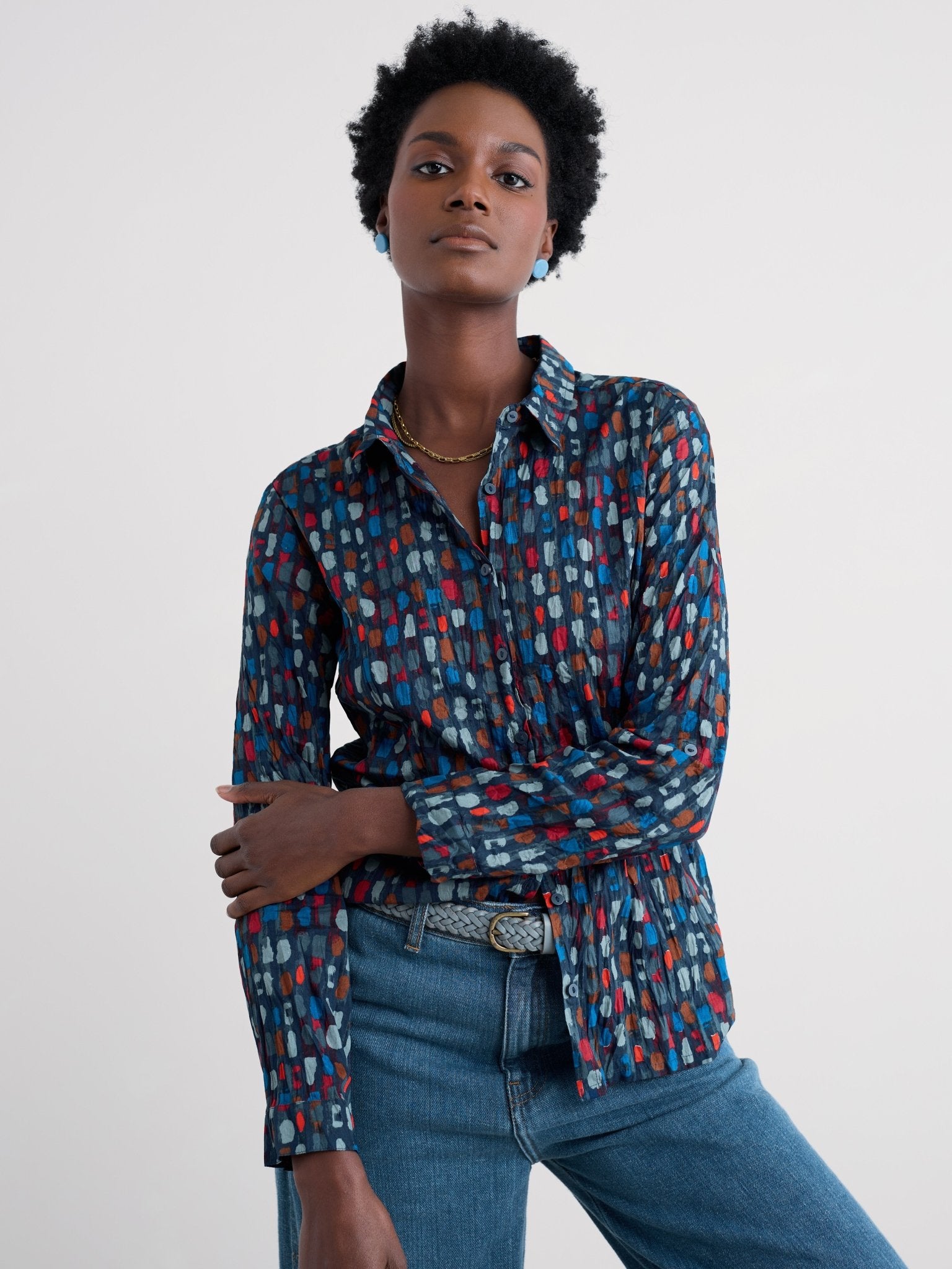 picture of Seasalt Larissa Shirt - Dye Strokes Dark Lugger - Number Two - womens - fashion - clothing - Seasalt 3