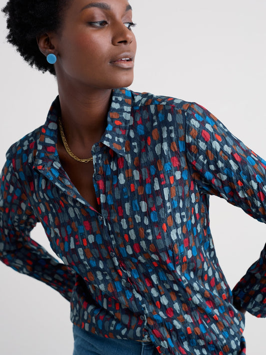 picture of Seasalt Larissa Shirt - Dye Strokes Dark Lugger - Number Two - womens - fashion - clothing - Seasalt 1