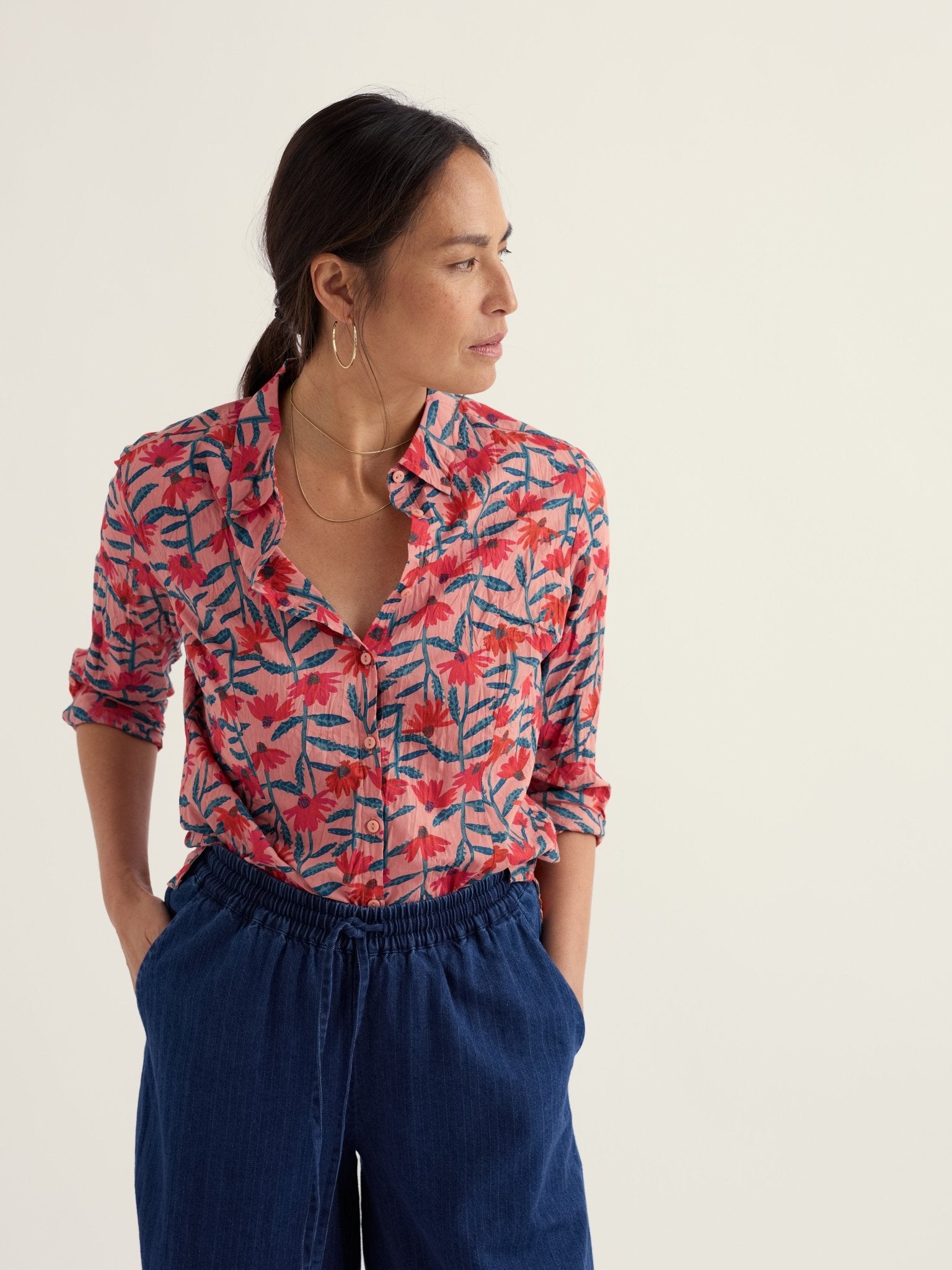 picture of Seasalt Larissa Shirt - Echinacea Stems Rosehip - Number Two - womens - fashion - clothing - Seasalt 1