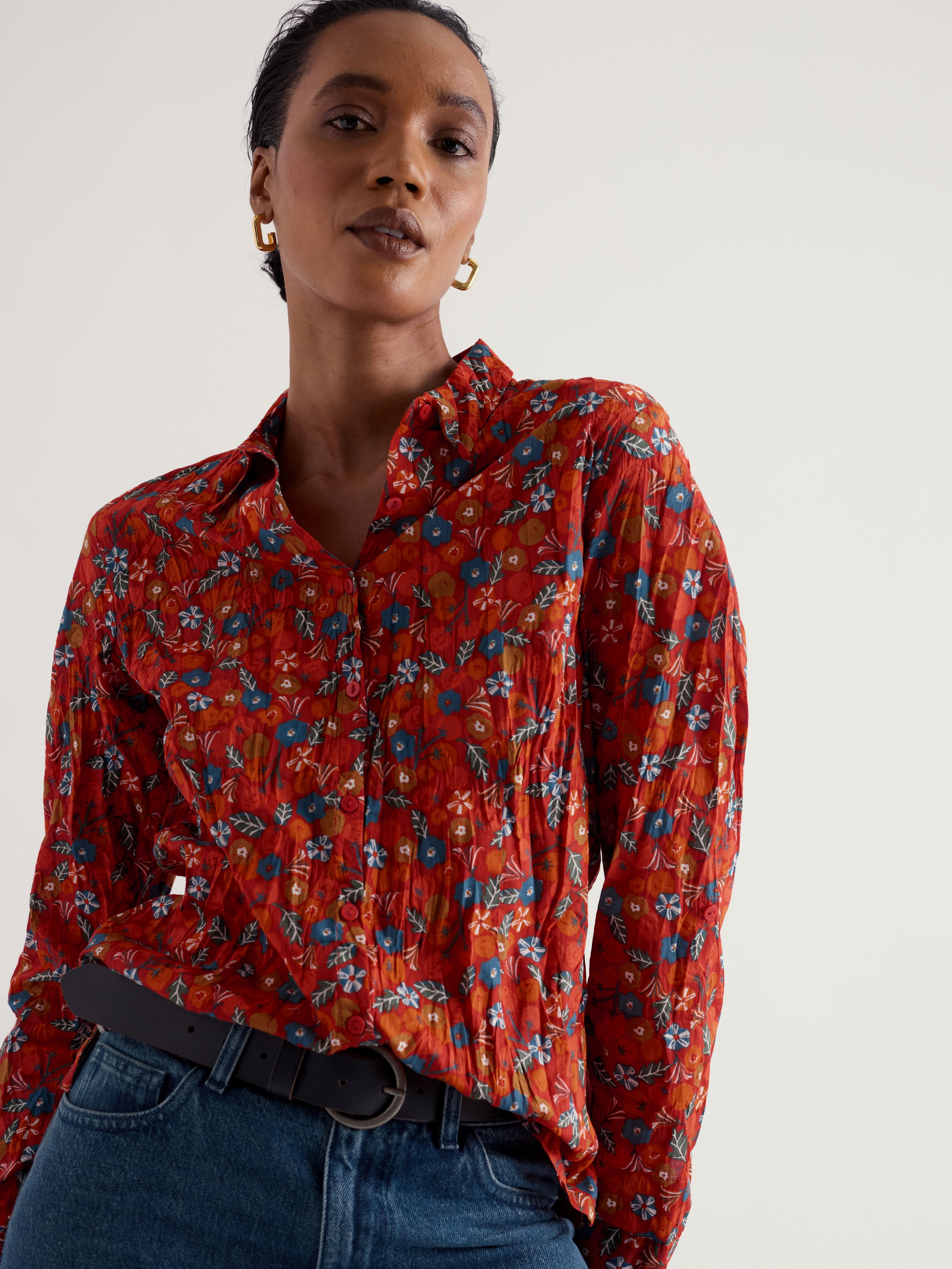 Seasalt Larissa Shirt - Tomato Blooms Cinnamon