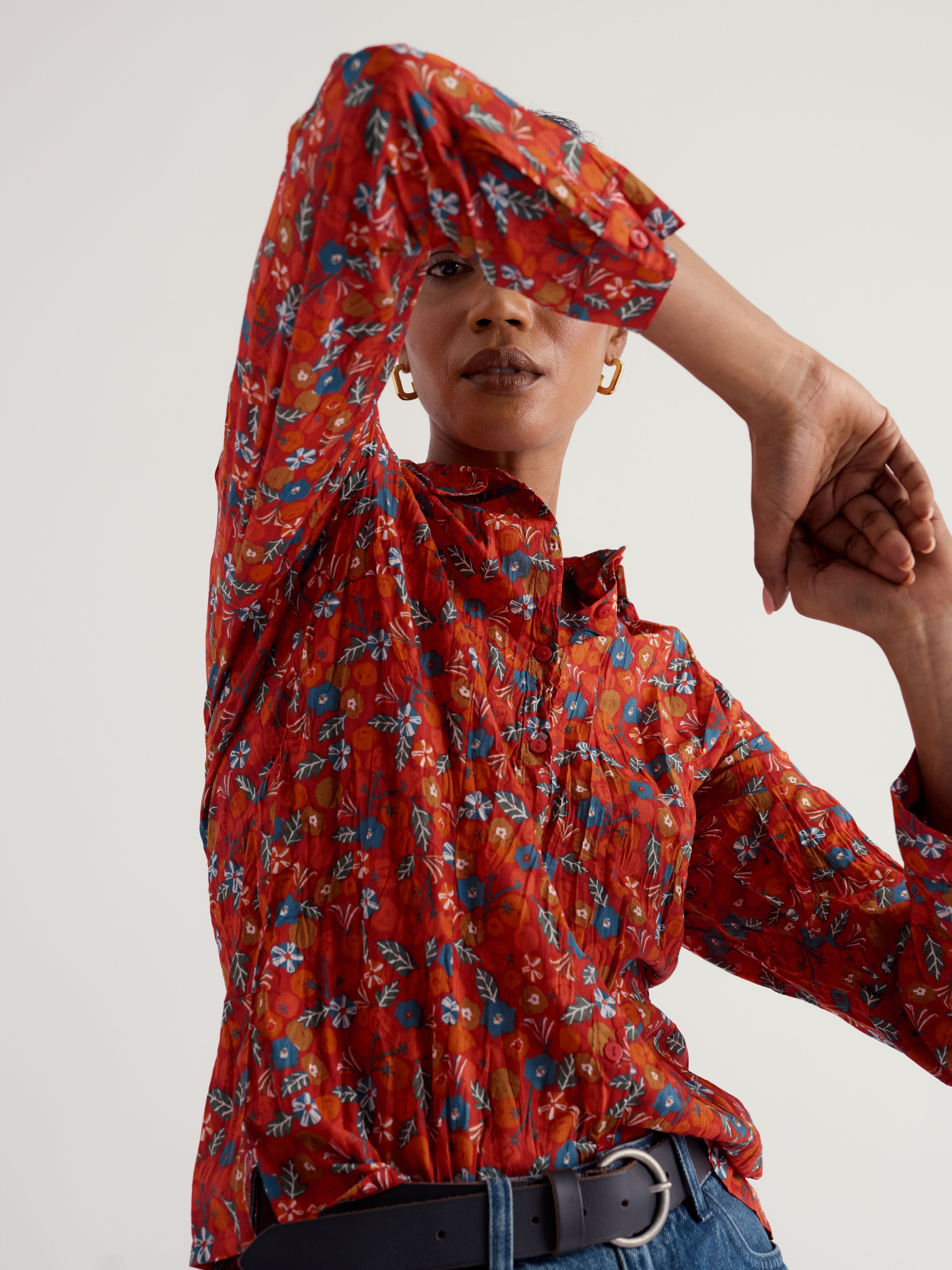 Seasalt Larissa Shirt - Tomato Blooms Cinnamon
