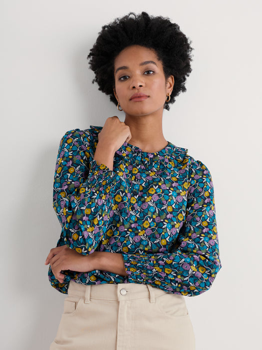 Seasalt Last Leaf Printed Top Organic Cotton Zennor Blooms Maritime