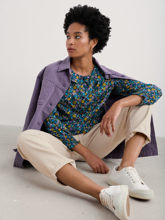 Seasalt Last Leaf Printed Top Organic Cotton Zennor Blooms Maritime
