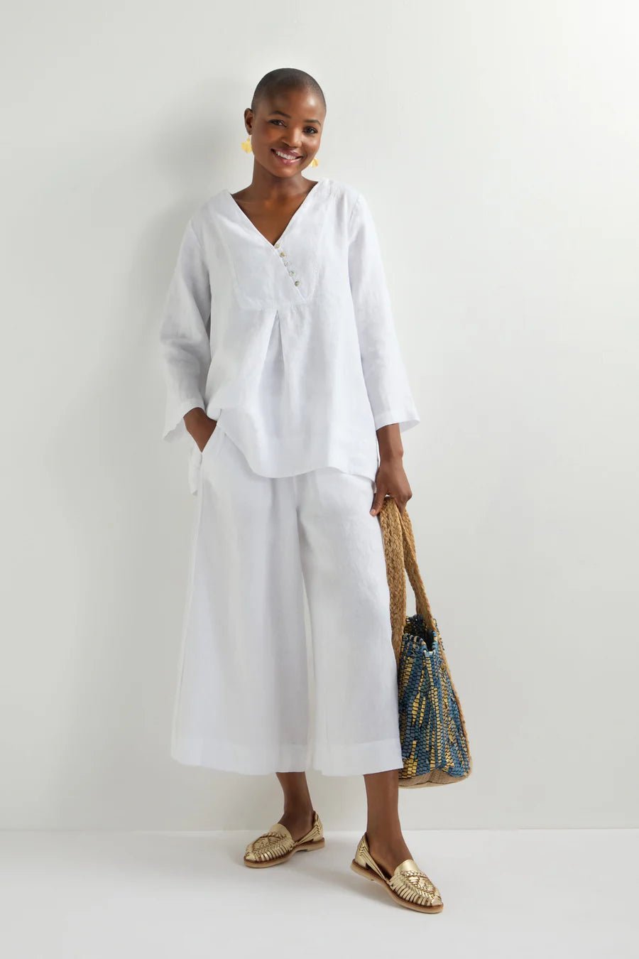 picture of Sahara Linen Wide Trouser White - Number Two - womens - fashion - clothing - Sahara 3