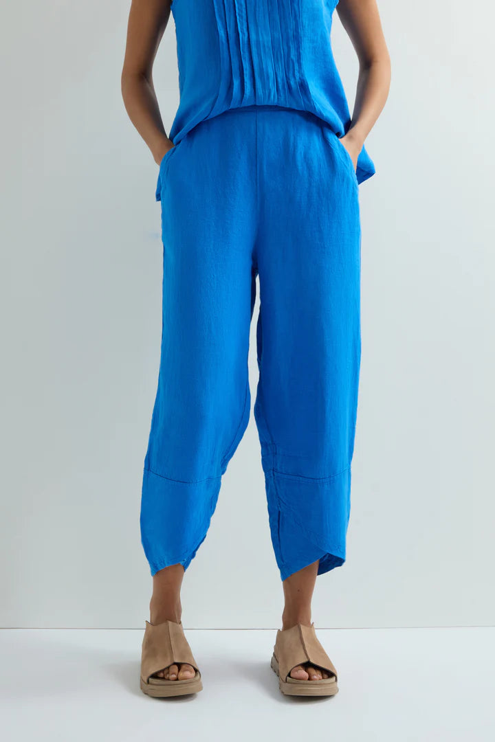 Sahara Linen Tulip Hem Bubble Trouser Sapphire