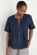 picture of Sahara Linen Pleat Short Sleeve Shirt - Night - Number Two - womens - fashion - clothing - Sahara 1
