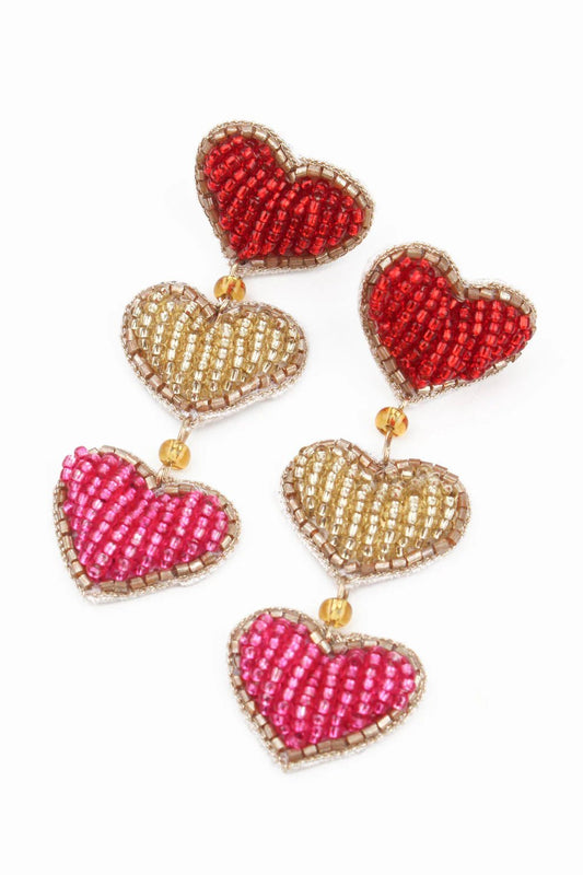 picture of My Doris Beaded Earring - Triple Heart - Number Two - womens - fashion - accessories - My Doris 1
