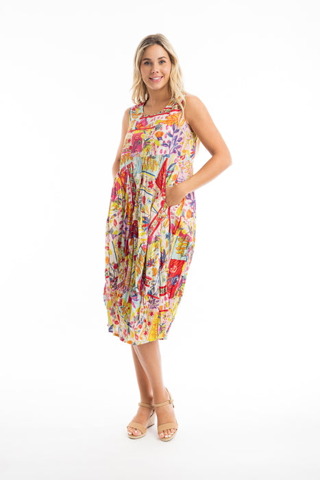 Orientique Maitra Sleeveless Bubble Dress Multi Print